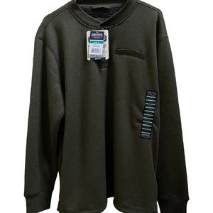 Smith's Workwear Sherpa Bonded Soft Thermal Knit Henley Pullover Olive Large New